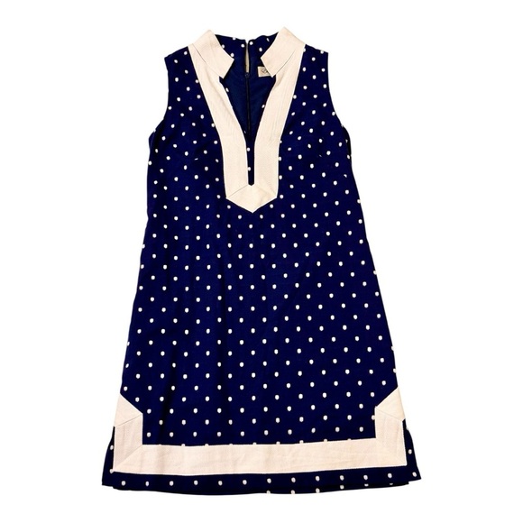 Eliza J Dresses & Skirts - Eliza J Navy Blue Polka Dot Sheath Dress Size 6 Nautical Cotton Shift
Tea Party